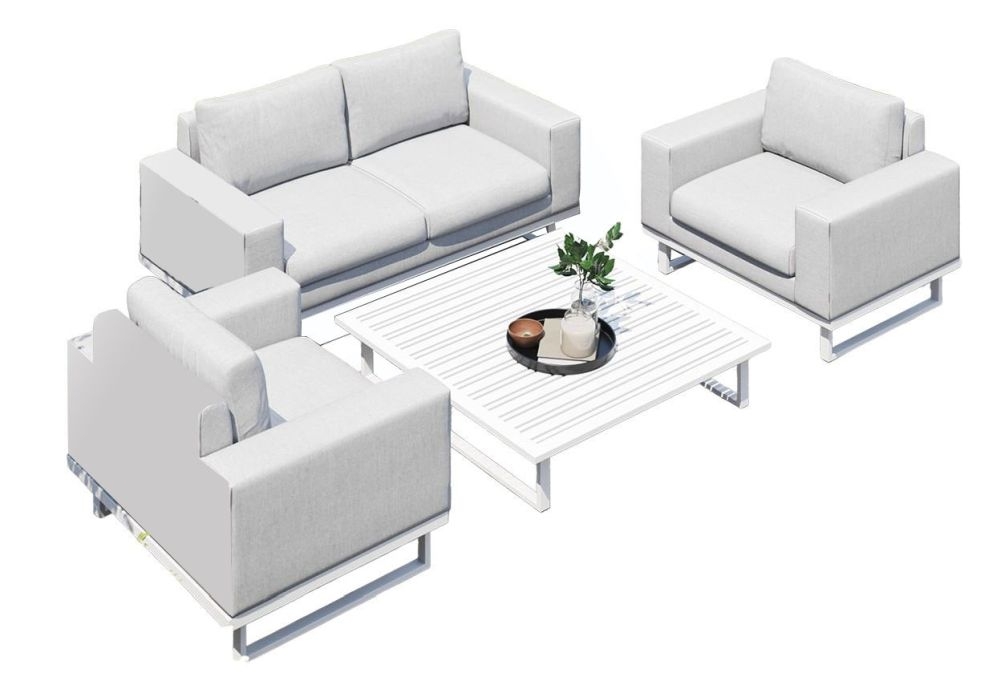 Maze Lounge Outdoor Ethos Lead Chine Fabric 2 Seat Sofa Set With Coffee Table