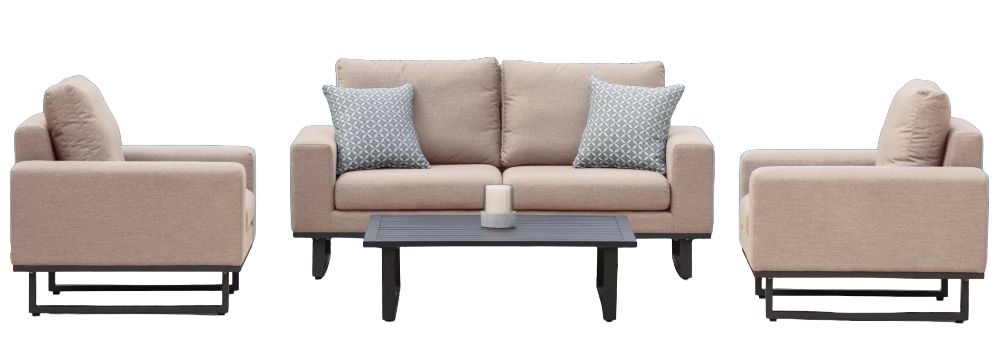 Maze Lounge Outdoor Ethos Taupe Fabric 2 Seat Sofa Set With Coffee Table