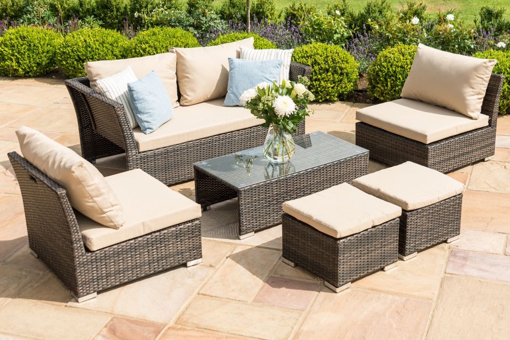 Maze Flat Weave Seville Brown Rattan Sofa Set