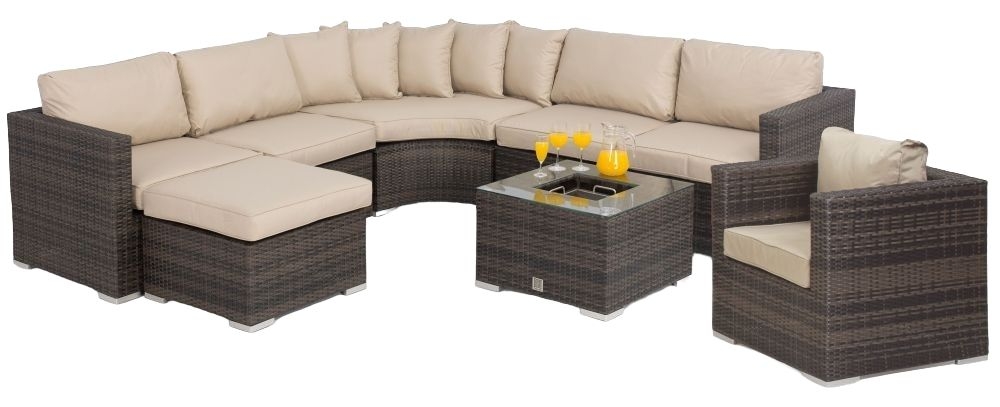 Maze Flat Weave Barcelona Brown Corner Rattan Sofa Set With Armchair