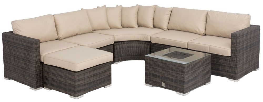 Maze Flat Weave Barcelona Brown Corner Rattan Sofa Set