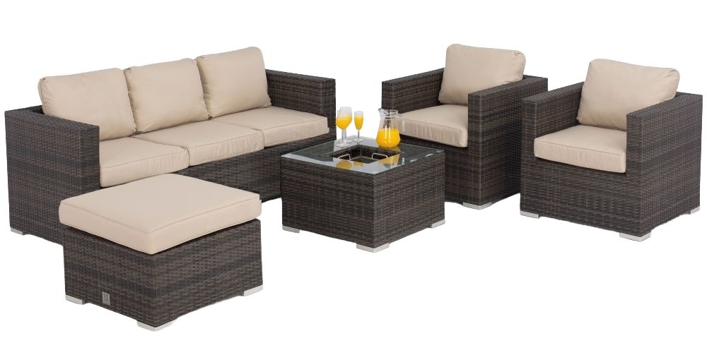 Maze Flat Weave Georgia Brown Rattan Sofa Set