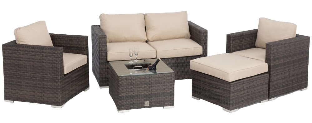 Maze Flat Weave Georgia Brown Rattan Sofa Suite