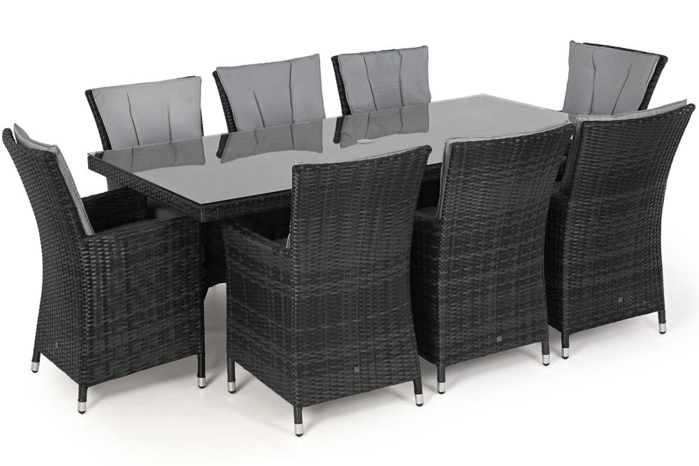 Maze Flat Weave La Grey Rattan Dining Table And 8 Chair
