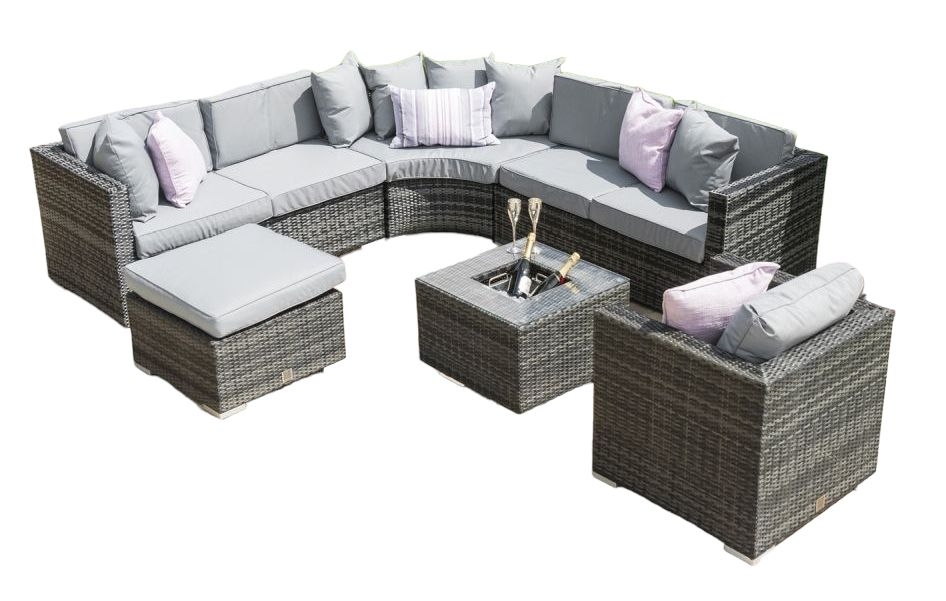 Maze Flat Weave Barcelona Grey Corner Rattan Sofa Set With Armchair