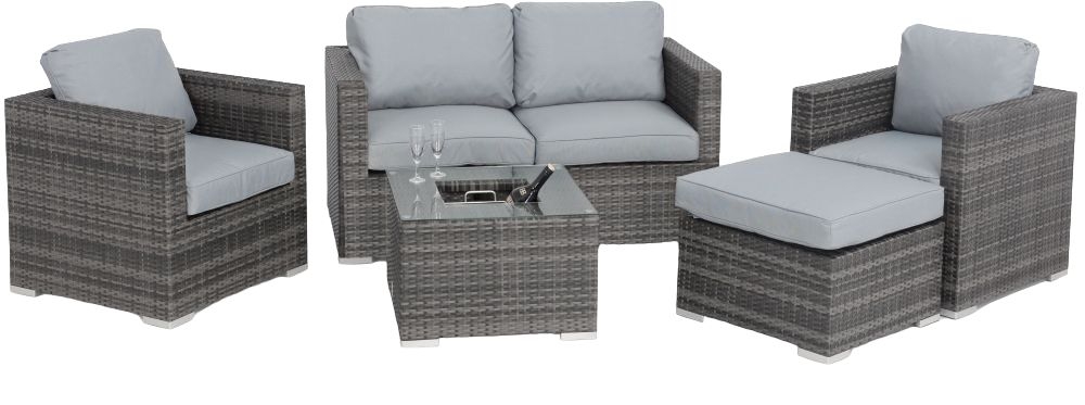 Maze Flat Weave Georgia Grey Rattan Sofa Suite