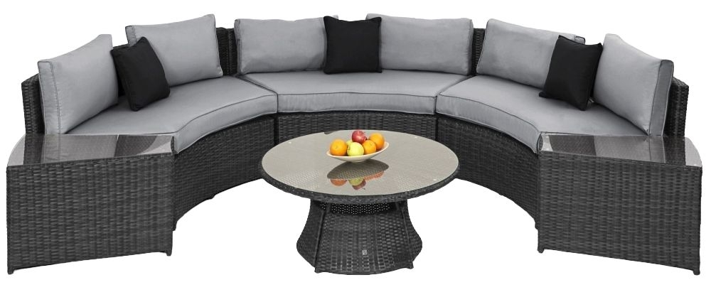 Maze Flat Weave Grey Half Moon Rattan Sofa Suite
