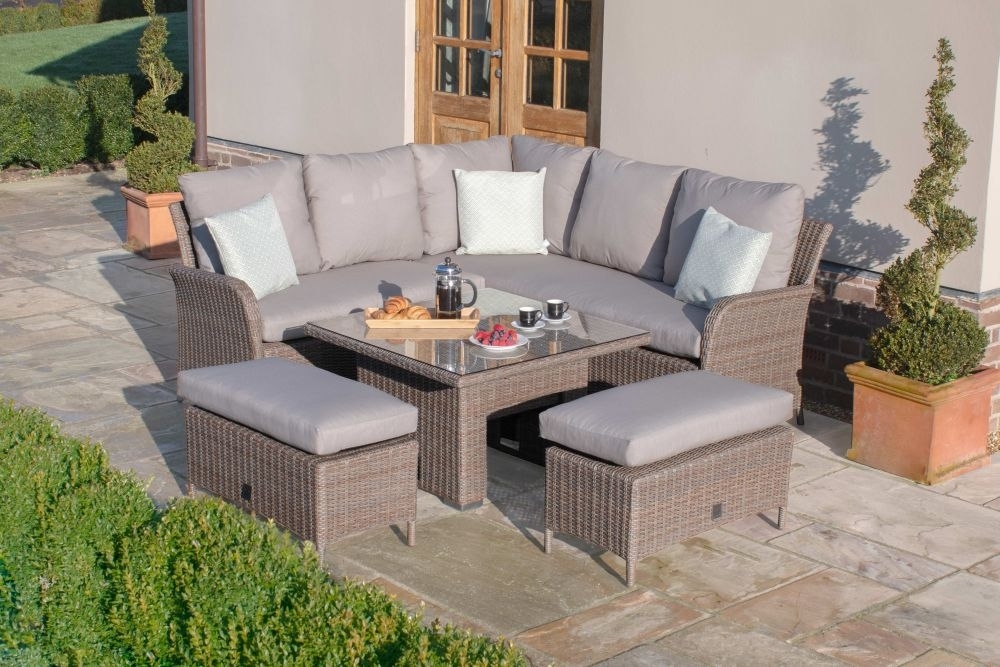 Maze Harrogate Square Rattan Corner Dining Set With Rising Table And Weatherproof Cushions