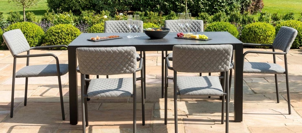 Maze Lounge Outdoor Bliss Flanelle Fabric 6 Seat Rectangular Dining Set