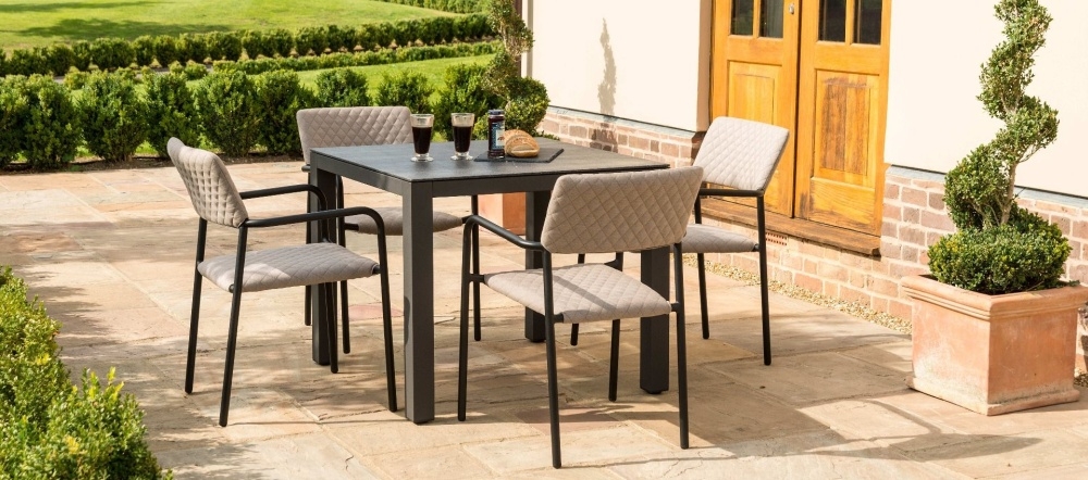 Maze Lounge Outdoor Bliss Taupe Fabric 4 Seat Square Dining Set