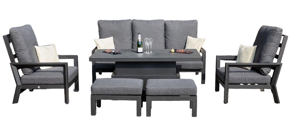 Maze Manhattan Reclining 3 Seat Sofa Set With Rising Table And Footstools