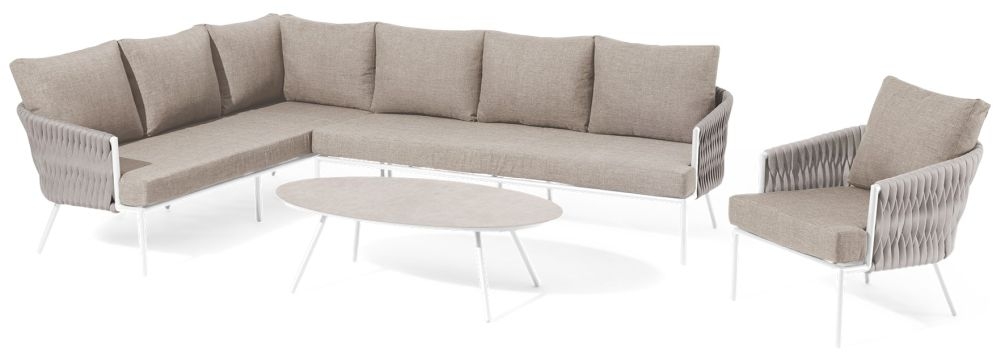 Maze Marina Sandstone Corner Sofa Set With Oval Coffee Table