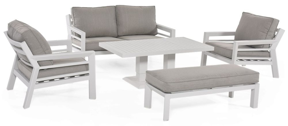 Maze New York White 2 Seat Sofa Set With Rectangular Rising Table