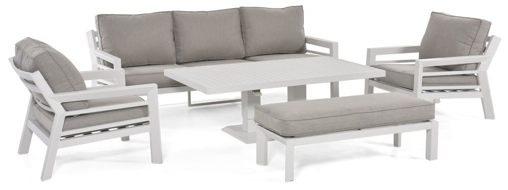 Maze New York White 3 Seat Sofa Set With Gas Lift Rising Table