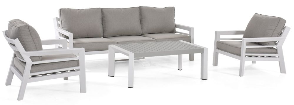 Maze New York White 3 Seat Sofa Set With Rectangular Coffee Table