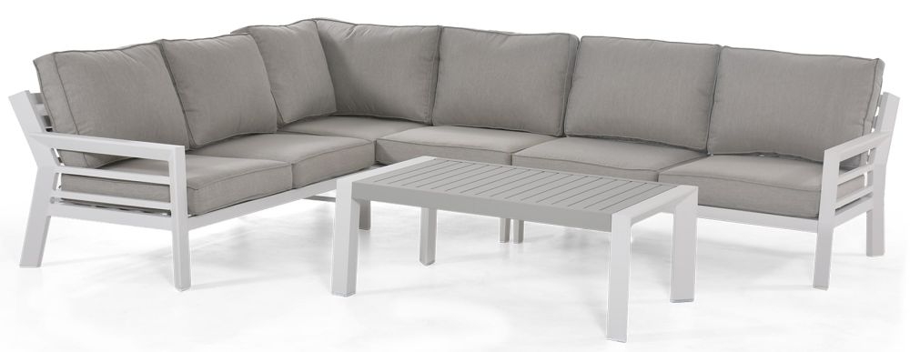 Maze New York White Corner Sofa Set With Rectangular Coffee Table