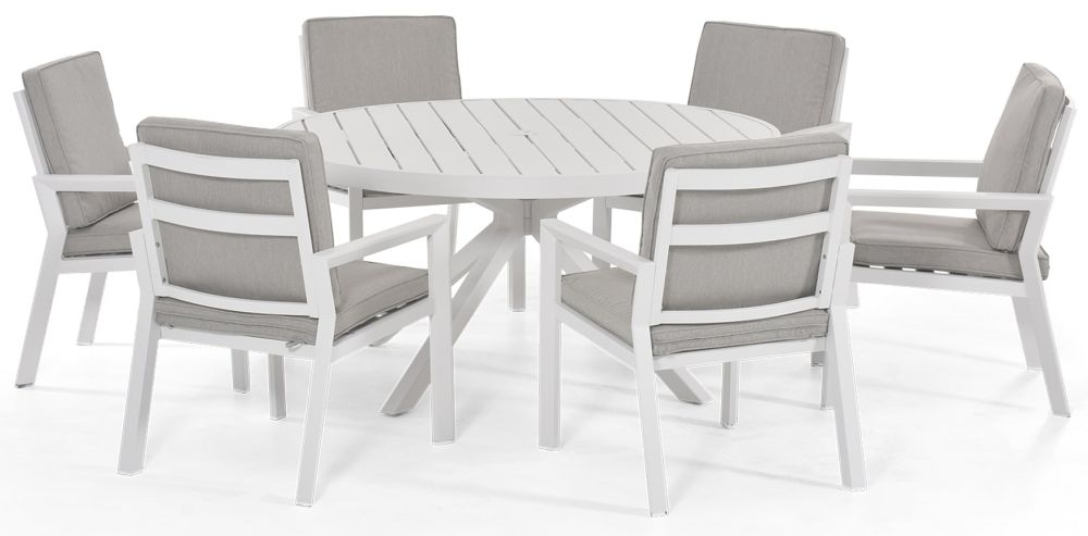 Maze New York White 6 Seat Round Dining Set