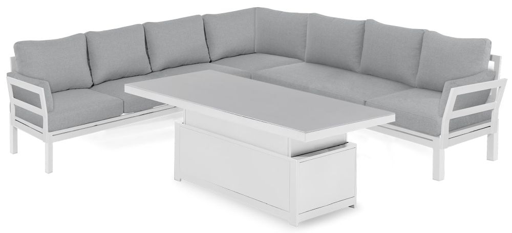 Maze Oslo Large White Corner Sofa With Rectangular Rising Table