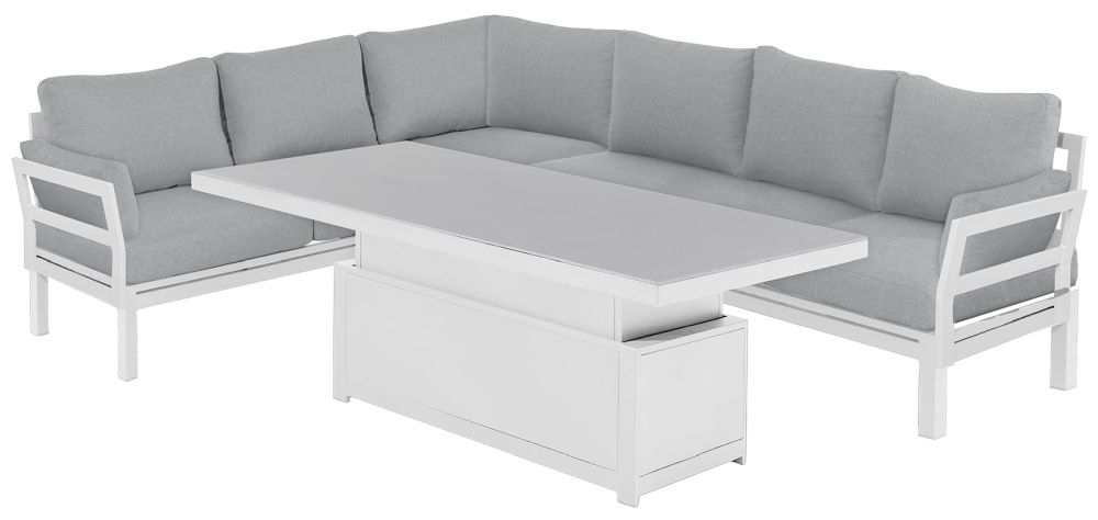 Maze Oslo White Corner Sofa With Rectangular Rising Table