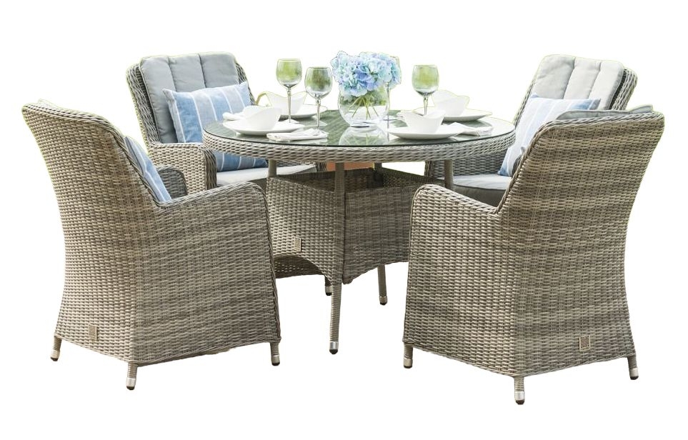 Maze Oxford Venice 4 Seat Round Rattan Dining Set