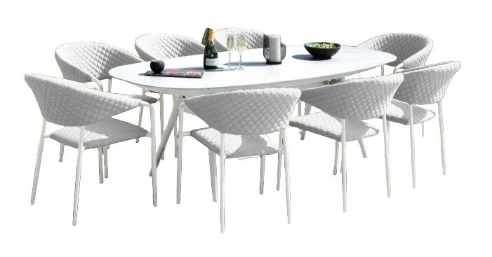 Maze Lounge Outdoor Pebble Lead Chine Fabric 8 Seat Oval Dining Set