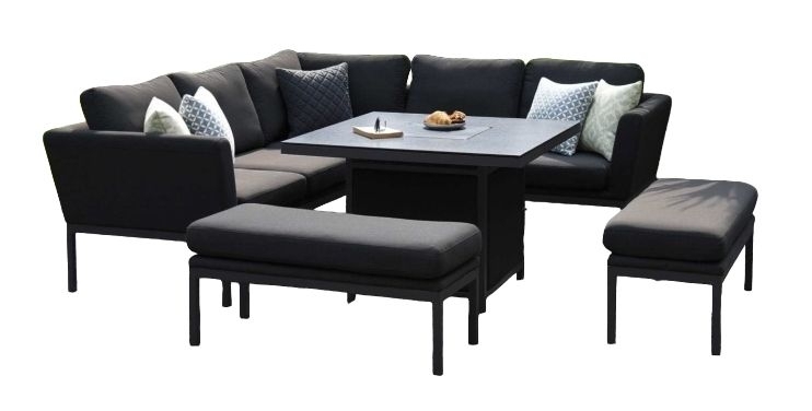 Maze Lounge Outdoor Pulse Charcoal Fabric Square Corner Dining Set With Rising Table
