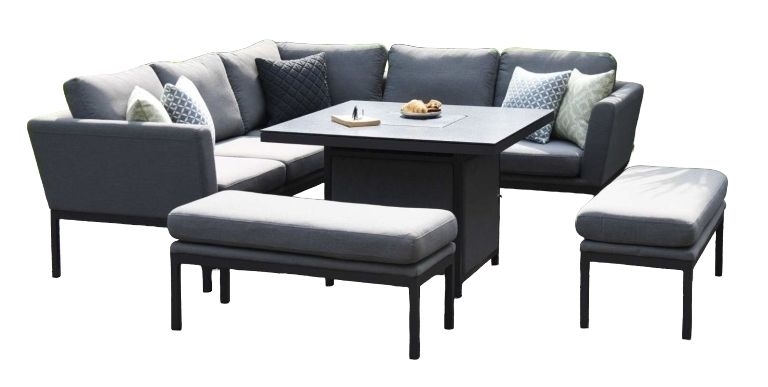 Maze Lounge Outdoor Pulse Flanelle Fabric Square Corner Dining Set With Rising Table