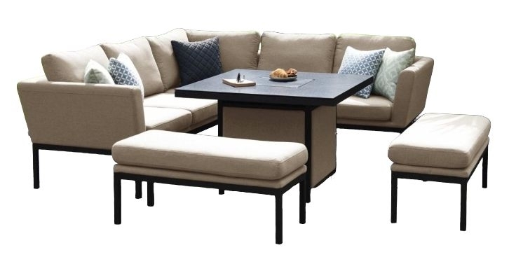 Maze Lounge Outdoor Pulse Taupe Fabric Square Corner Dining Set With Rising Table