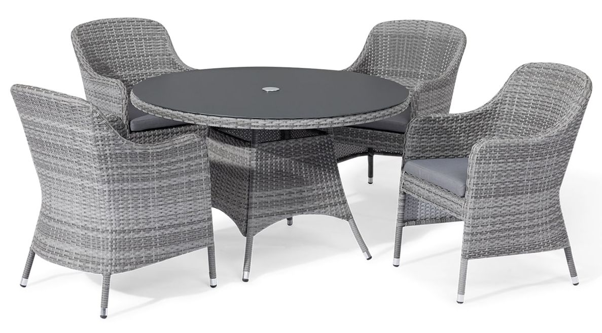 Maze Santorini Grey 4 Seat Round Rattan Dining Set