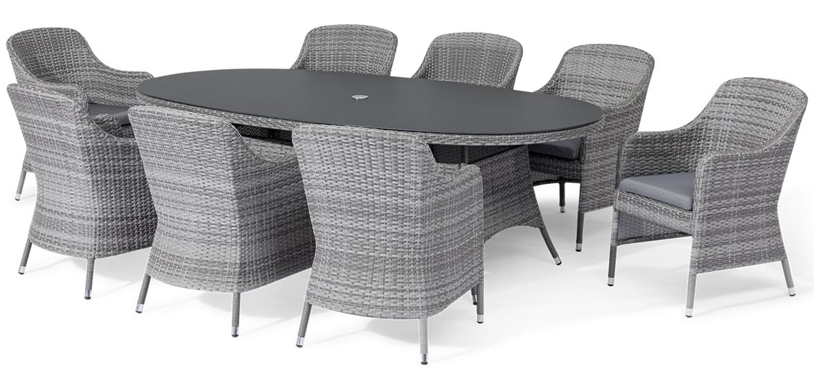 Maze Santorini Grey 8 Seat Oval Rattan Dining Set