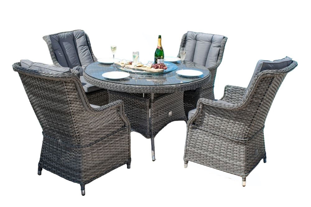 Maze Victoria 4 Seat Round Rattan Dining Set