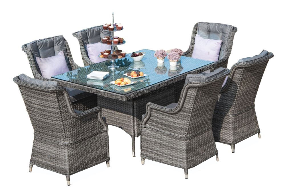 Maze Victoria 6 Seat Rectangular Rattan Dining Set