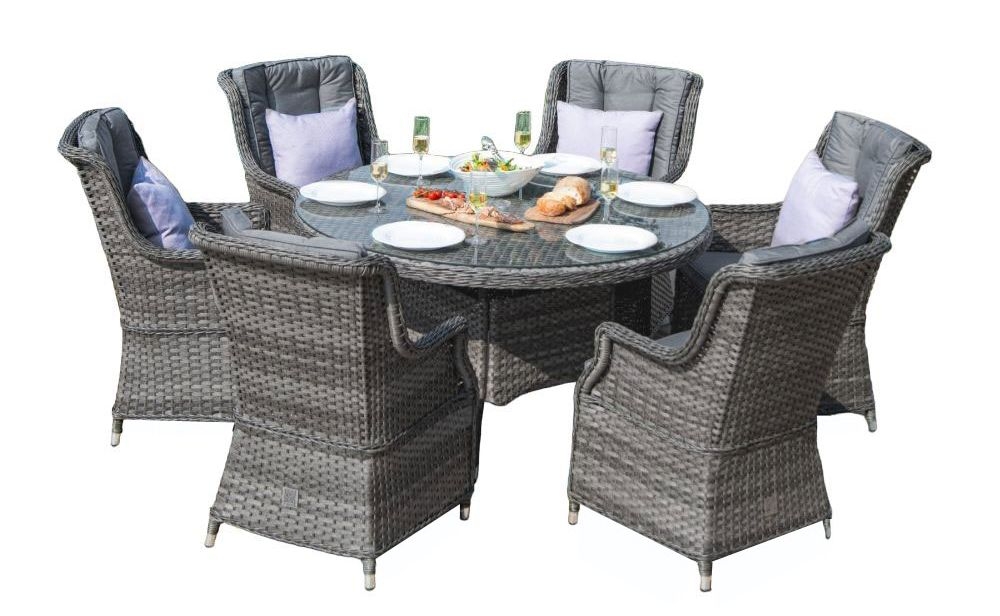 Maze Victoria 6 Seat Round Rattan Dining Set