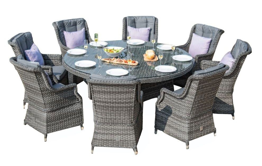 Maze Victoria 8 Seat Round Rattan Dining Set