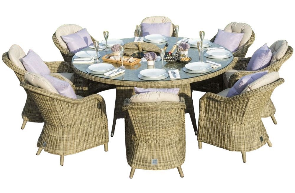 Maze Winchester Heritage 8 Seat Round Rattan Dining Set Ice Bucket And Lazy Susan