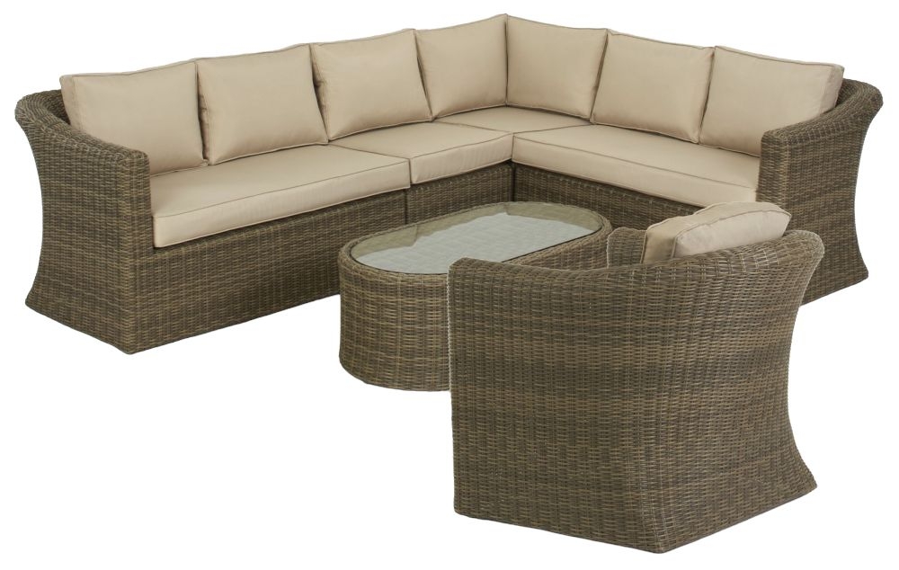 Maze Winchester Large Rattan Corner Sofa Group With Armchair