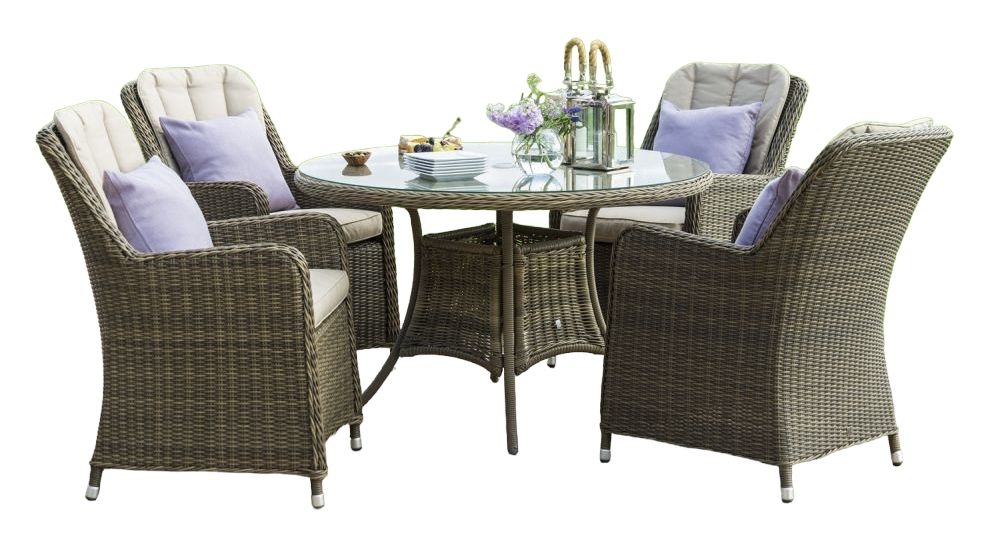 Maze Winchester Venice 4 Seat Round Rattan Dining Set