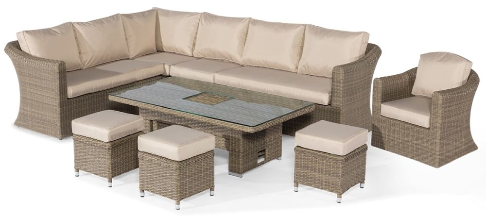 Maze Winchester Deluxe Corner Rattan Dining Set With Rising Table And Armchair