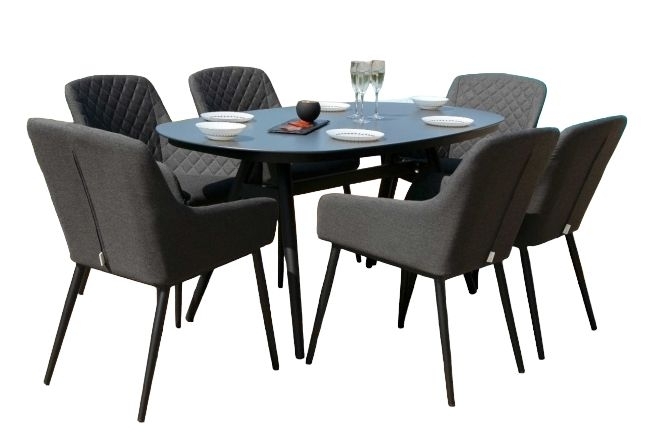 Maze Lounge Outdoor Zest Charcoal Fabric 6 Seat Oval Dining Set