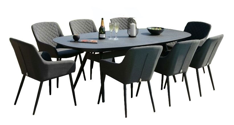 Maze Lounge Outdoor Zest Charcoal Fabric 8 Seat Oval Dining Set