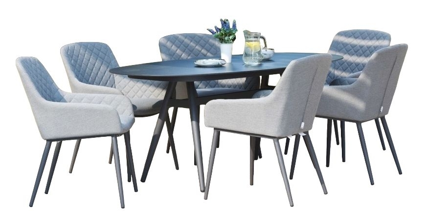 Maze Lounge Outdoor Zest Flanelle Fabric 6 Seat Oval Dining Set