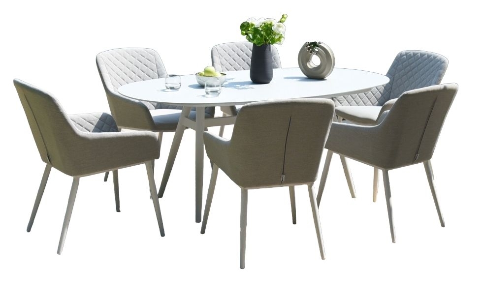 Maze Lounge Outdoor Zest Lead Chine Fabric 6 Seat Oval Dining Set