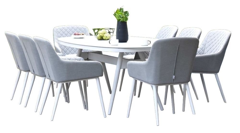 Maze Lounge Outdoor Zest Lead Chine Fabric 8 Seat Oval Dining Set