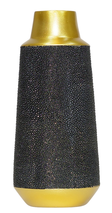 Mindy Brownes Asbury Shimmering Black Faux Shagreen And Gold Large Vase Set Of 4