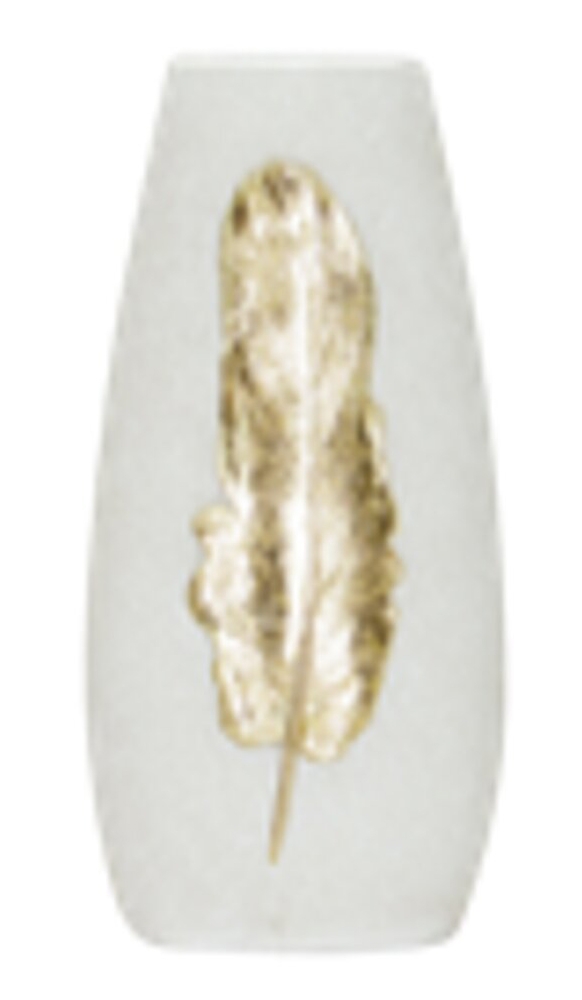 Mindy Brownes Gold Feather White Ornamental And Gold Small Vase Set Of 4