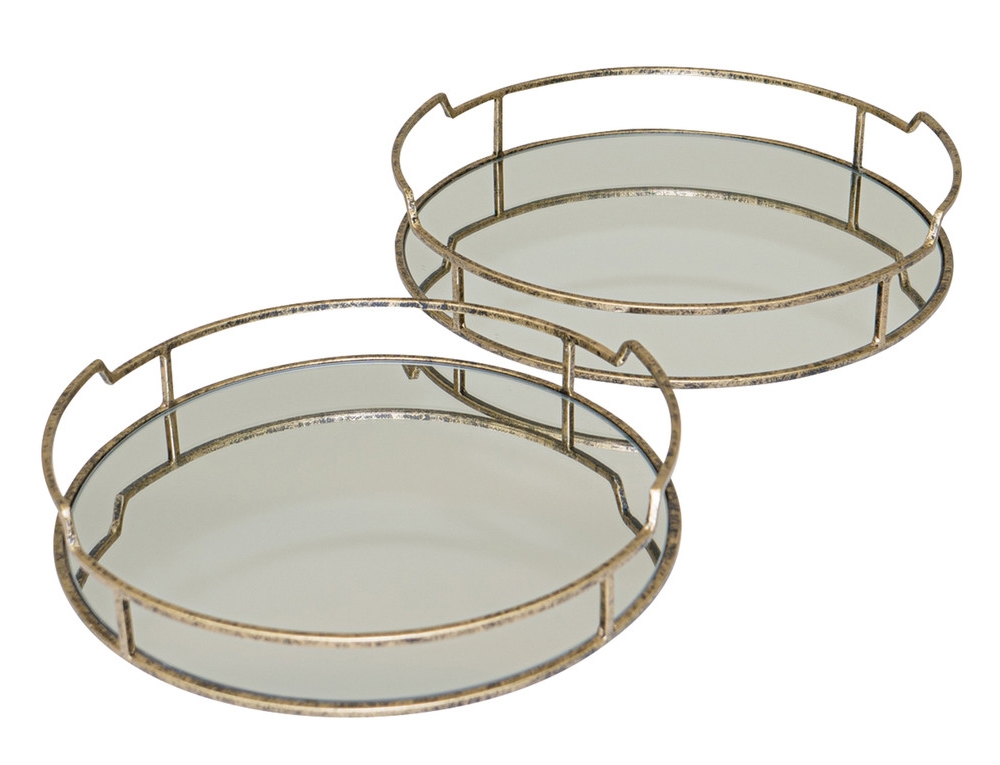 Mindy Brownes Drina Mirrored Antique Gold Trays Set Of 4