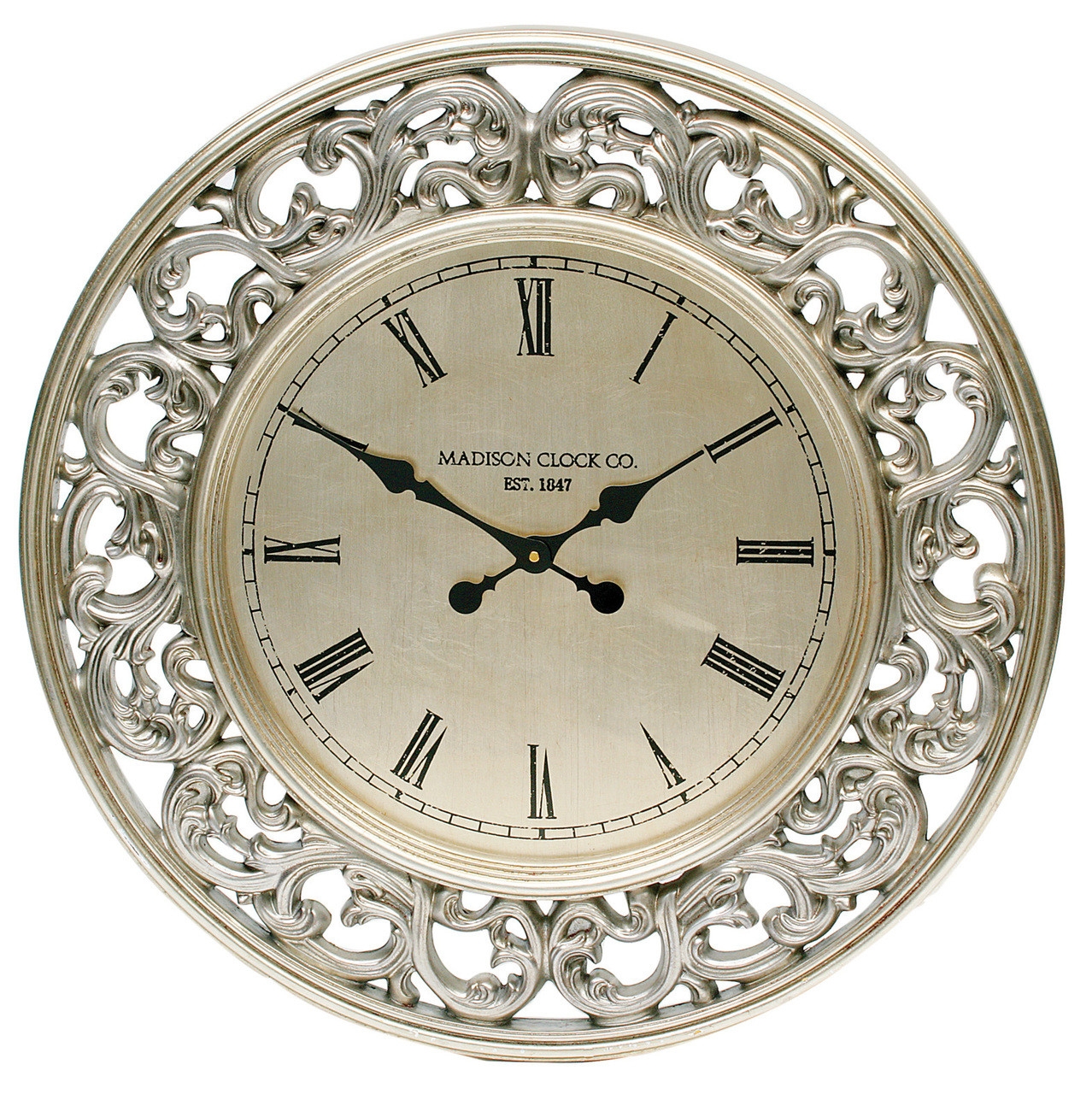 Mindy Brownes Gannon Antique Silver Round Wall Clock Dia 71cm