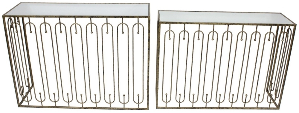 Mindy Brownes Estela Antique Gold Console Table Set Of 2