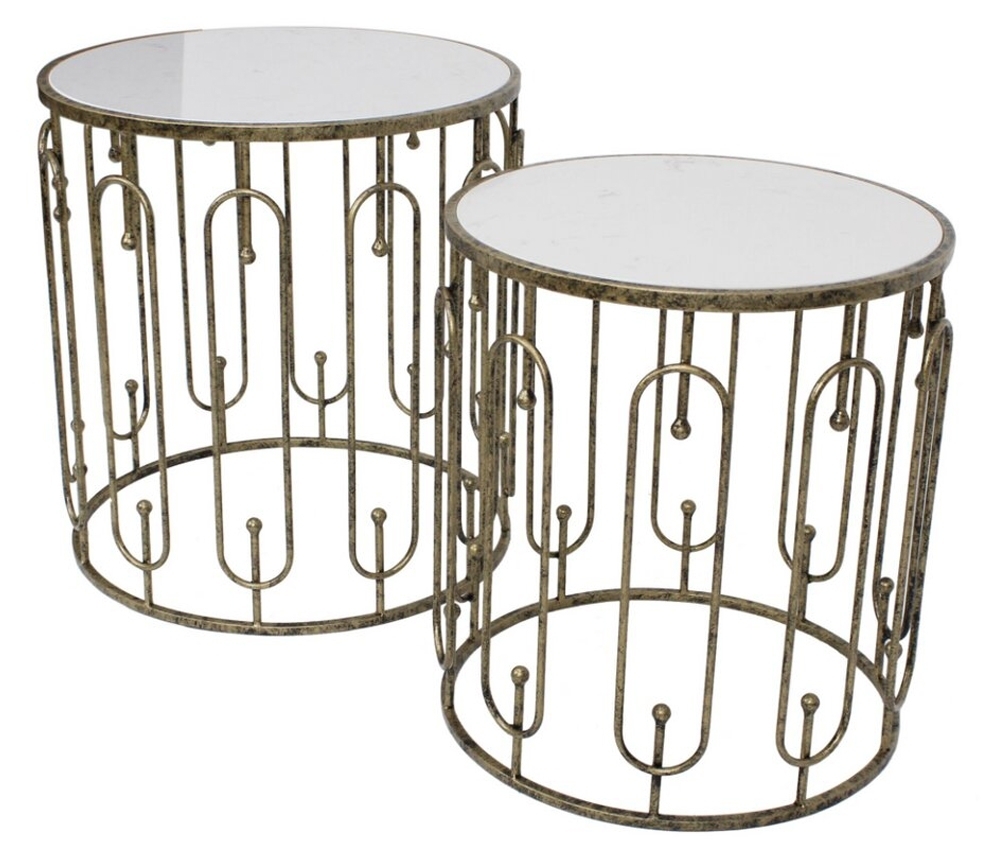 Mindy Brownes Estela Antique Gold Marble Side Table Set Of 2