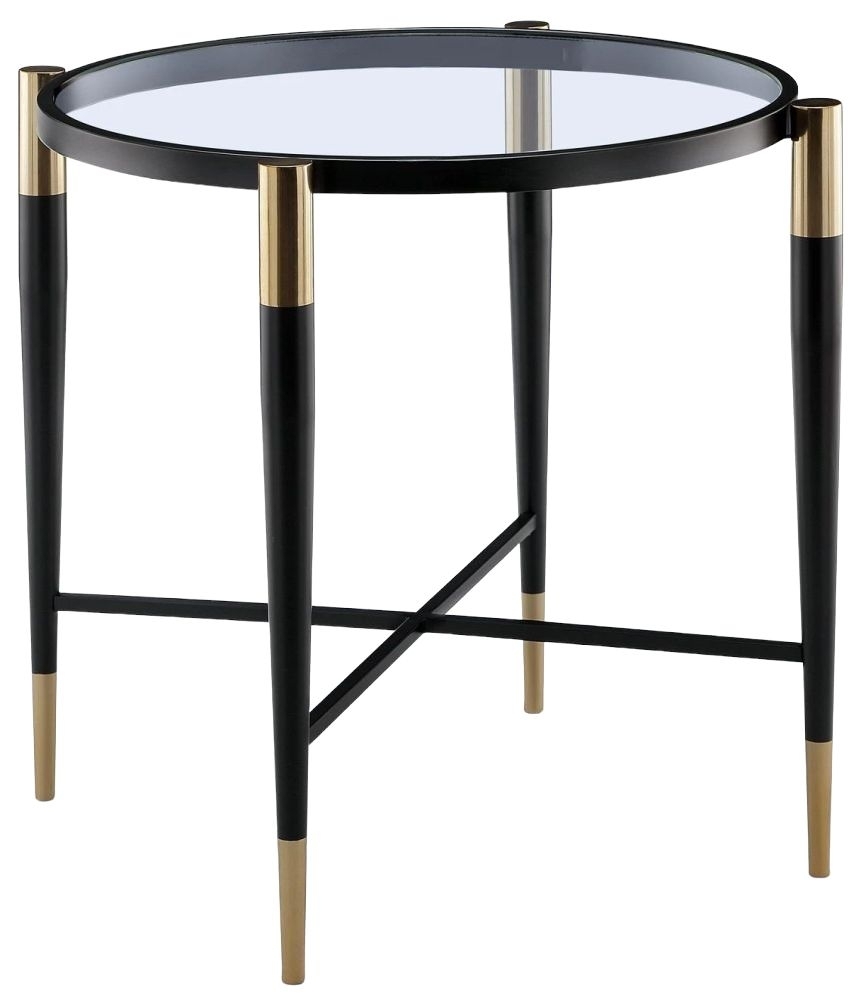 Mindy Brownes Harlinne Clear Glass And Black Round Side Table